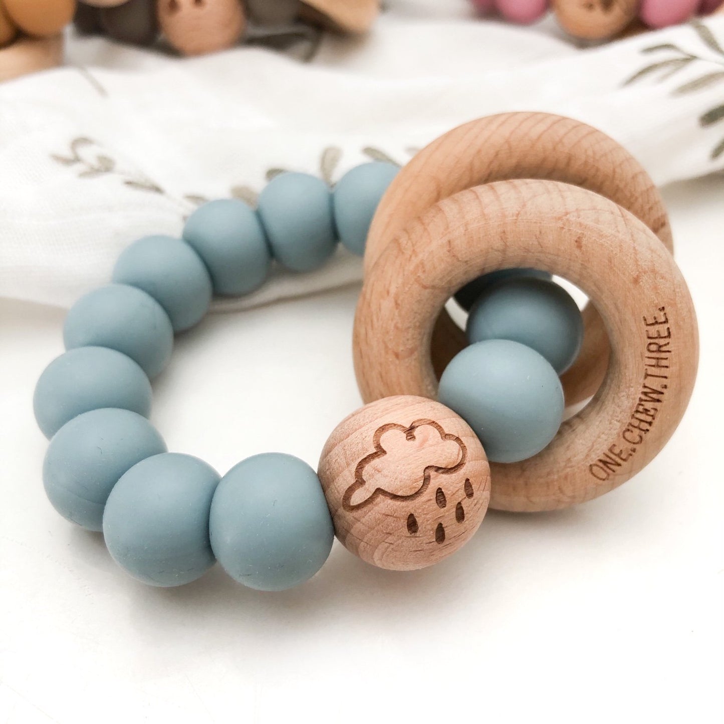 Silicone + Wood Rattle Teether