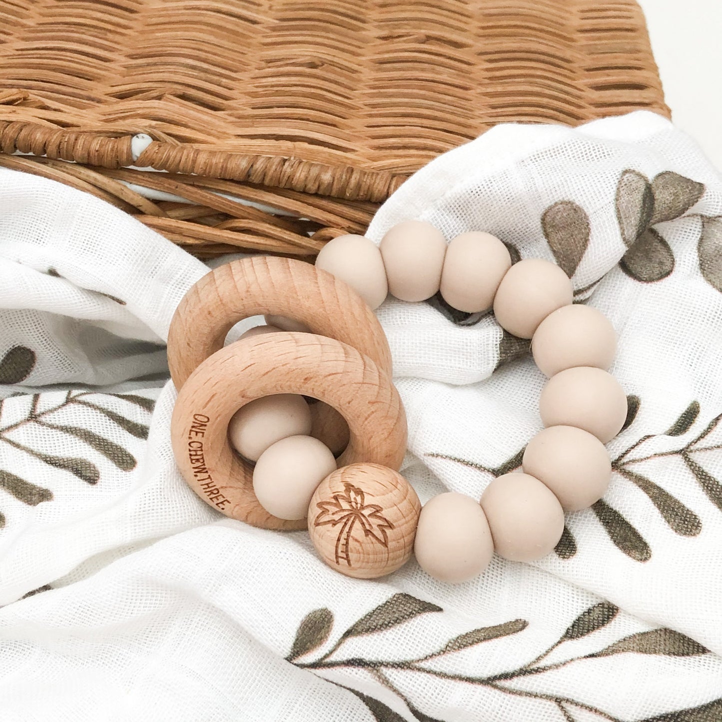 Silicone + Wood Rattle Teether